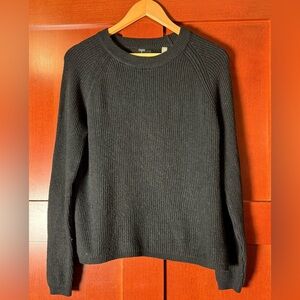 Tahari Women’s Black Shaker Knit Crewneck Sweater Size Large